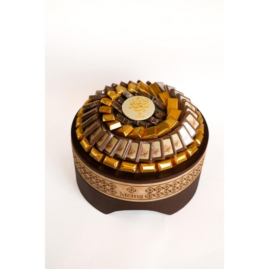 صينية خشبي شوكلت بلجيكي فاخر للعيد - بني