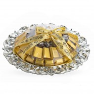 صينية فضية مزخرف مع شوكولاتة بلجيكية مغلف