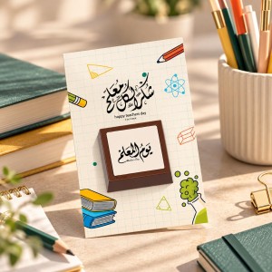كرت توزيعات شوكولاتة البيج - يوم المعلم