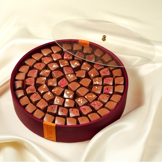 صينية شوكلت جلدي مكشوف دائري